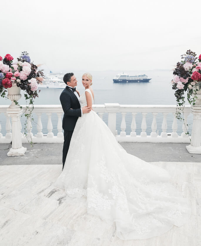 Свадьба в Италии, организации свадьбы на берегу на море с понарамным видом
